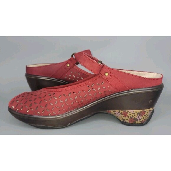 Jambu Journey Encore Leather Mary Jane Shoes 8.5 M Red Open Toe Clogs Slip On - Picture 7 of 13